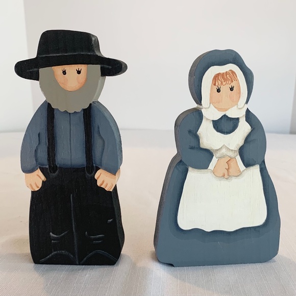Other - Primitive Folk wood painted Art Amish couple